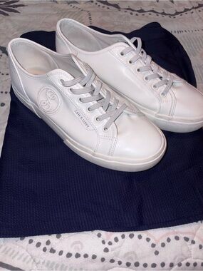 Sam & Libby White Faux Leather Lace-Up Sneakers